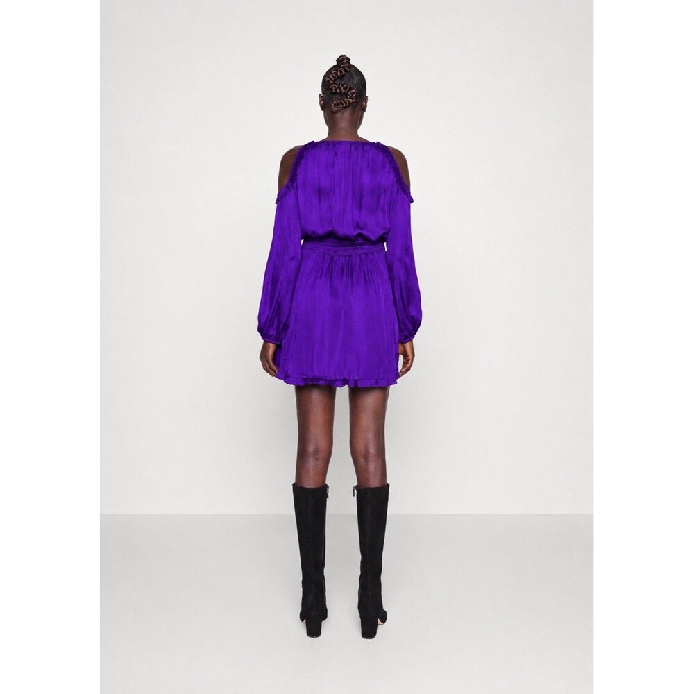 The Kooples  Mini Dress Purple  Size 2 Sleeve Cutout Ruffle Trim